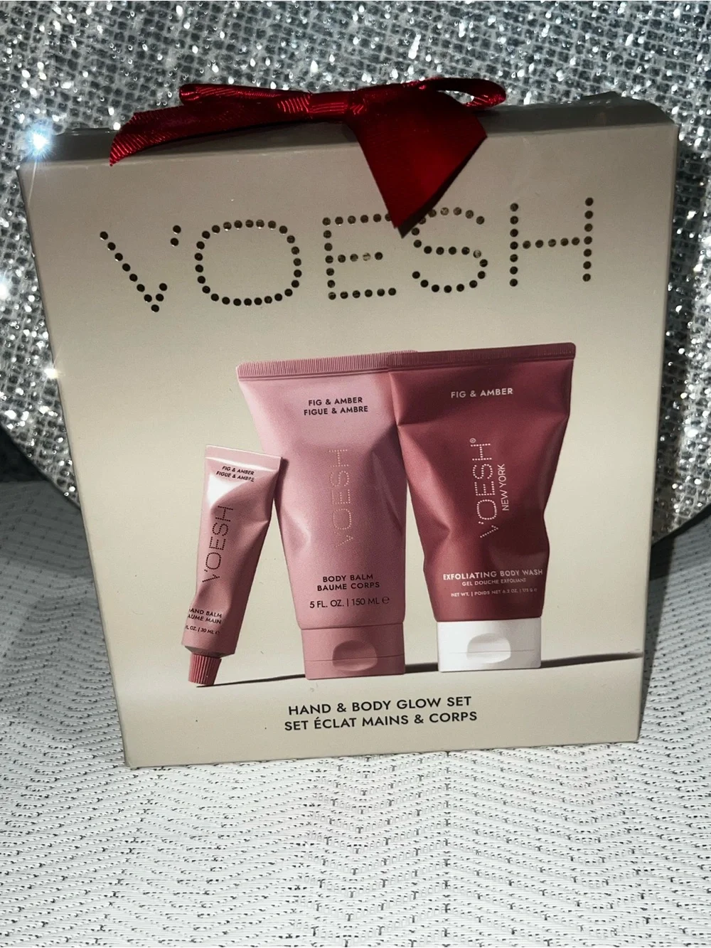 VOESH New York Fig & Amber Hand & Body Glow Set NWT 3-Piece